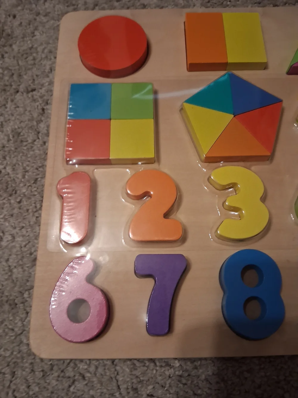 Wooden Number & Shape Puzzle Board - Multicolor Learning Toy